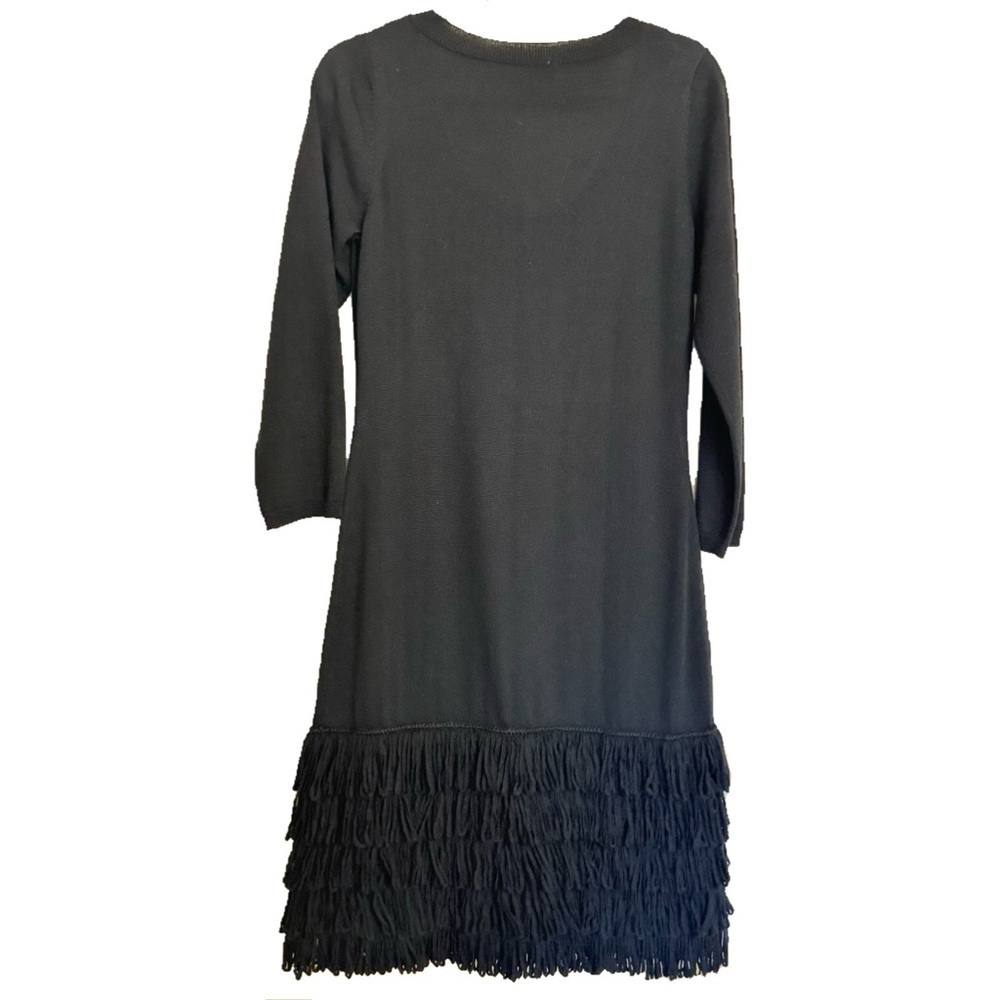 SOFT SURROUNDINGS Theodora Sweater Dress Black Fringe Size TS Tall Small Classic